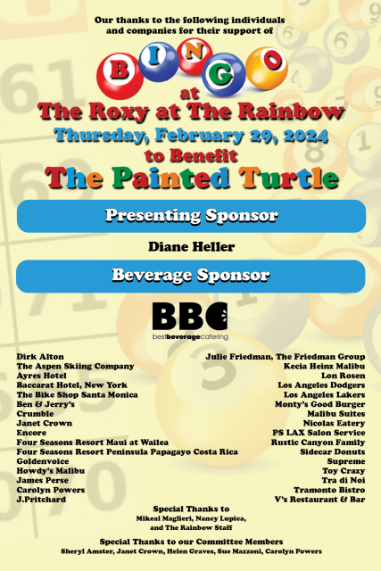 Thank you to our 2024 Bingo at The Roxy at The Rainbow Sponsors!